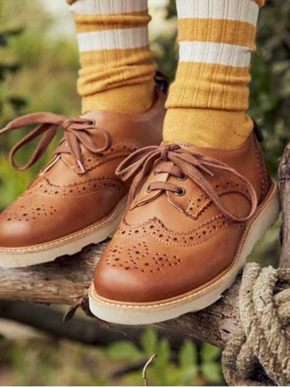 Brando Brogue Kids Shoe Tan Burnished Leather